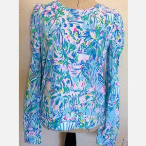NWOT Lilly Pulitzer Jansen Sweatshirt Top - Blue Ibiza Cabana Cocktail